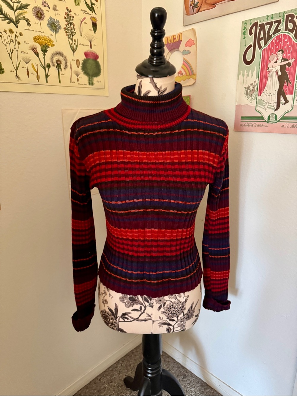 Vintage 90s/2000s Autumnal Striped Turtleneck